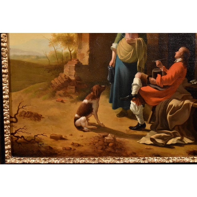 Mid 18th Century Follower of Jan Vermeer d'Utrecht, Genre Scene, 1750, Oil on Canvas, Framed For Sale - Image 5 of 12