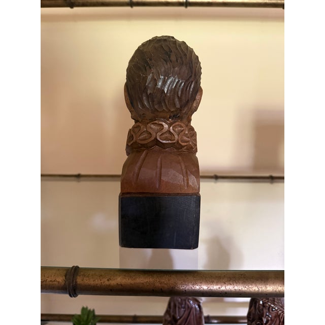 Vintage Ouro Artesanía Hand-Carved Wood Don Quixote Bust | Made in Spain | Mid-Century For Sale - Image 4 of 5