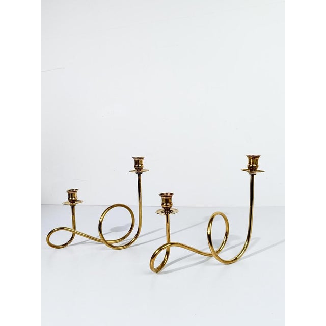 Mid-Century Modern Brass Candleholders in the style of Josef Frank, 1950s, Set of 2 For Sale - Image 15 of 18