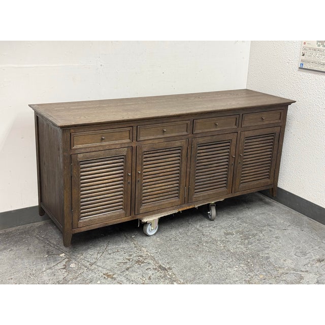Wood Restoration Hardware Driftwood Oak Shutter Sideboard For Sale - Image 7 of 12
