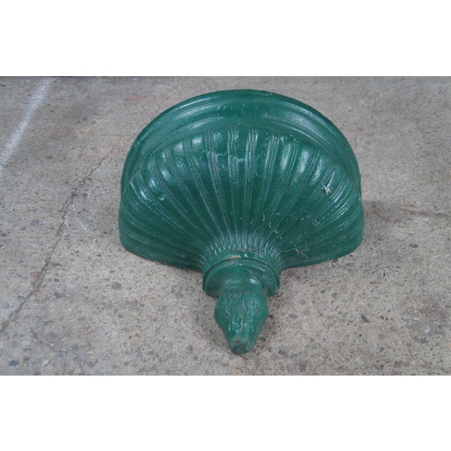 Teal Late 20th Century Neoclassical Cast Iron Wall Fountain Bowl Garden Planter Urn Sconce Lavabo 23" For Sale - Image 8 of 11