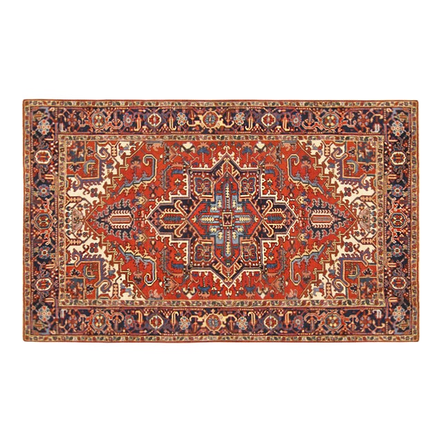 Vintage Persian Decorative Oriental Heriz Rug in Room Size For Sale