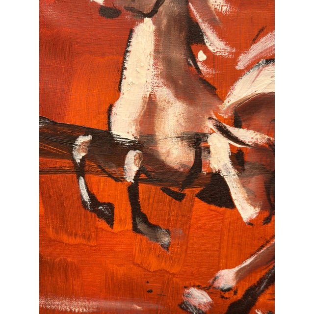 Mid-Century Modern Scandinavian Artist, Trio Horses, 1960s, Oil on Canvas, Framed For Sale - Image 3 of 15