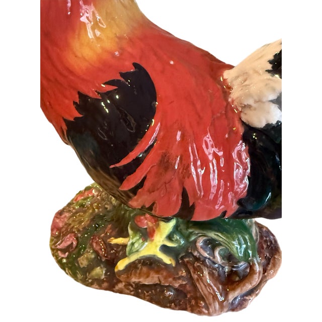 Richly-Glazed Hand-Painted Ceramic Rooster, Signed For Sale - Image 12 of 13