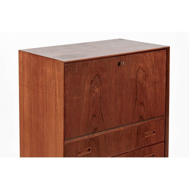 Mid-Century Danish Modern Teak Secretary Desk or Bar Cabinet Made in Denmark 1960s For Sale - Image 9 of 17