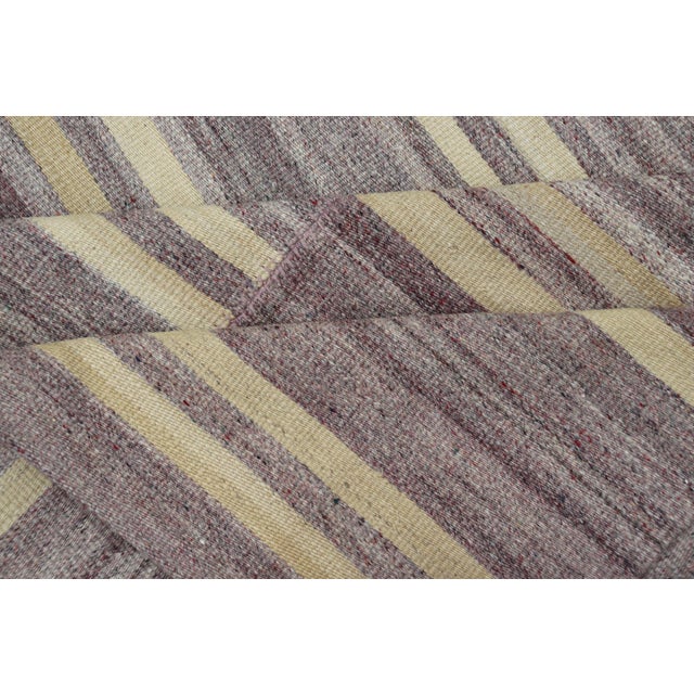 Traditional Elegant Vintage Turkish Kilim Rug With Mauve and Yellow Stripes 9'6 X 11'0 For Sale - Image 3 of 10