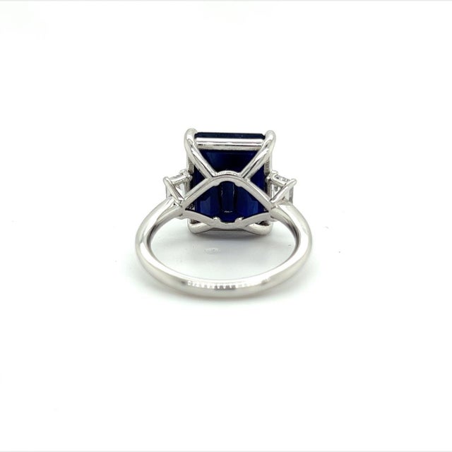 Natural Sapphire Diamond Ring 14k W Gold 12.36 TCW Certified, Size 9.75 For Sale - Image 4 of 7