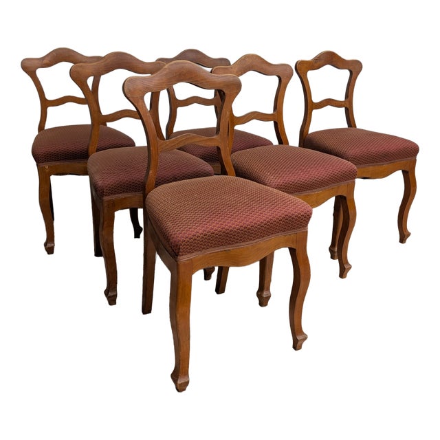 Biedermajer Chairs in Beech Wood with Springs, Set of 6 For Sale