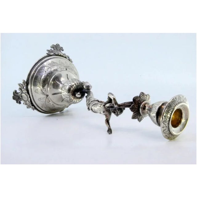 Silver Candlestick with Flower For Sale - Image 4 of 11