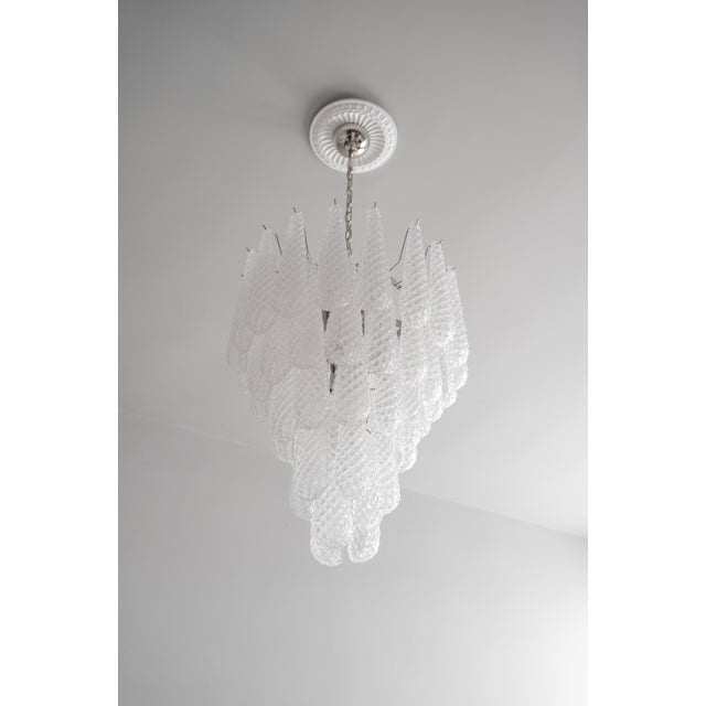 Italian Murano Glass Chandelier with Drop-Shaped attributed to Murano, 1980s For Sale - Image 3 of 9