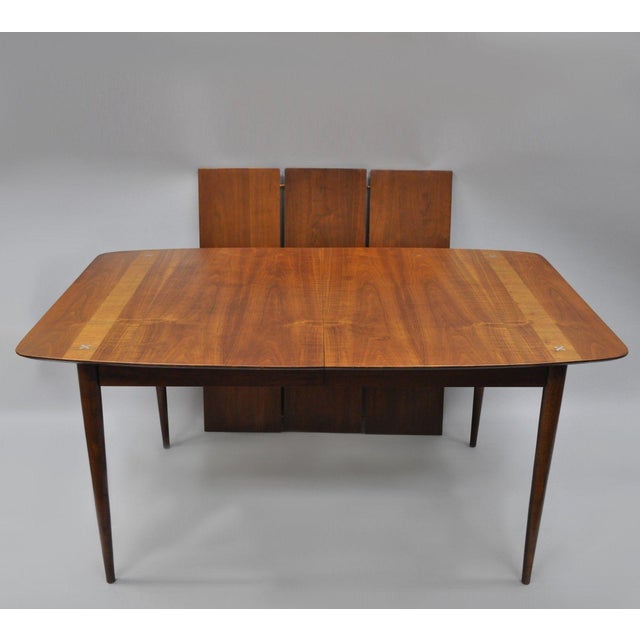 American Martinsville Walnut Dining Table Star Inlay Mid Century