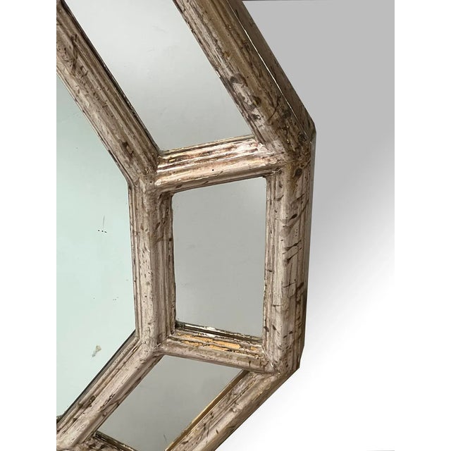 Italian Silver-Leafed Giltwood Dodecagon Mirror For Sale - Image 4 of 7