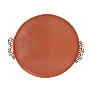Moire Kyes Mid-Century Enameled Round Tray For Sale