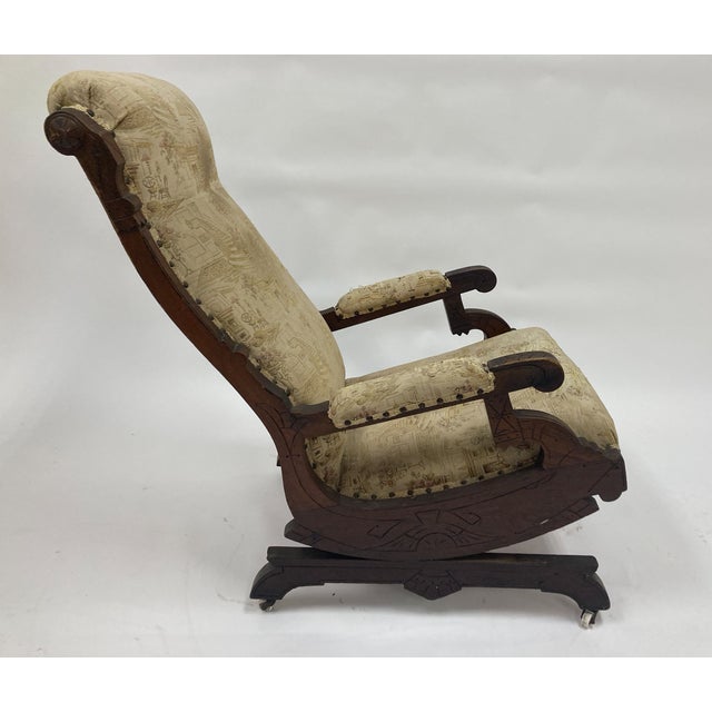 19th Century Victorian Eastlake Platform Rocking Chair, Late 19th Century For Sale - Image 5 of 6