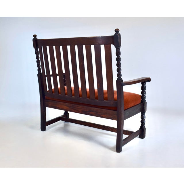 Stickley Brothers Mission Oak Bench Settee Slat Back Barley Twist Legs For Sale - Image 9 of 11
