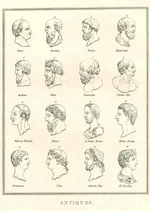 Thomas Holloway, Heads of Men of Ancient Times, Original Etching, 1810