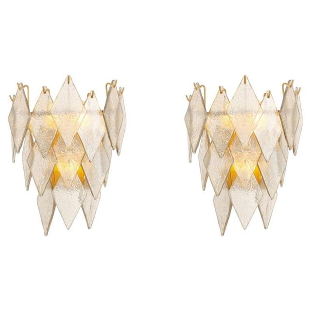 Antique Brass Handmade Glass Wall Lamps, Set of 2 For Sale - Image 9 of 9