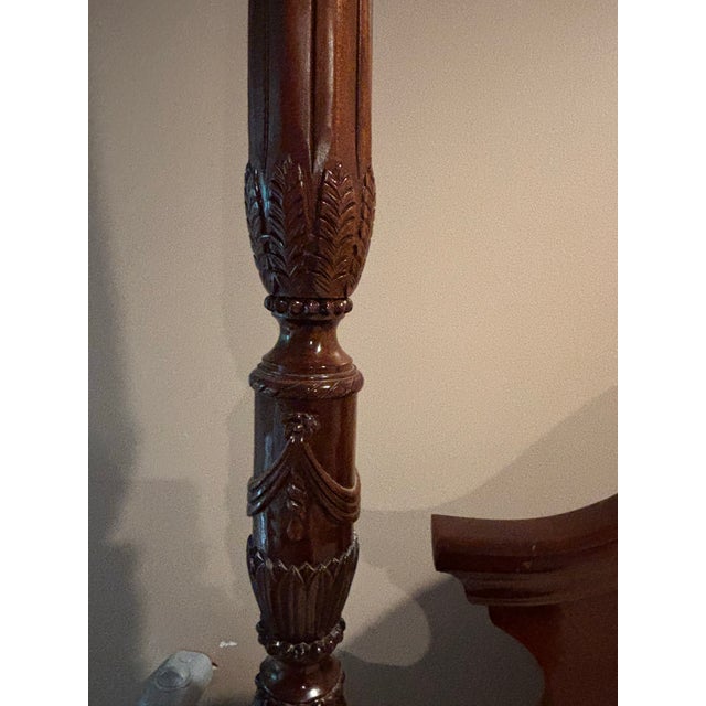 Wood 1990s Queen Cherry 4 Poster Rice Headboard /Frame With Stool For Sale - Image 7 of 9