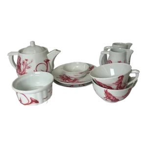 1920s Aluminite Fruitier Limoges Porcelain Set, French- 9 Pieces