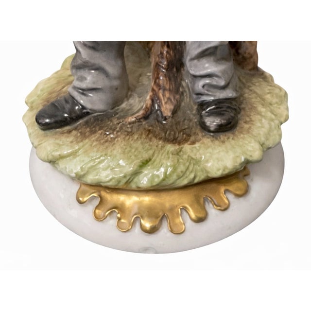 1940s Vintage Young Traveler Boy with Bindle Satchel Figurine in Hand-Painted Porcelain from Kings, 1940s For Sale - Image 5 of 8