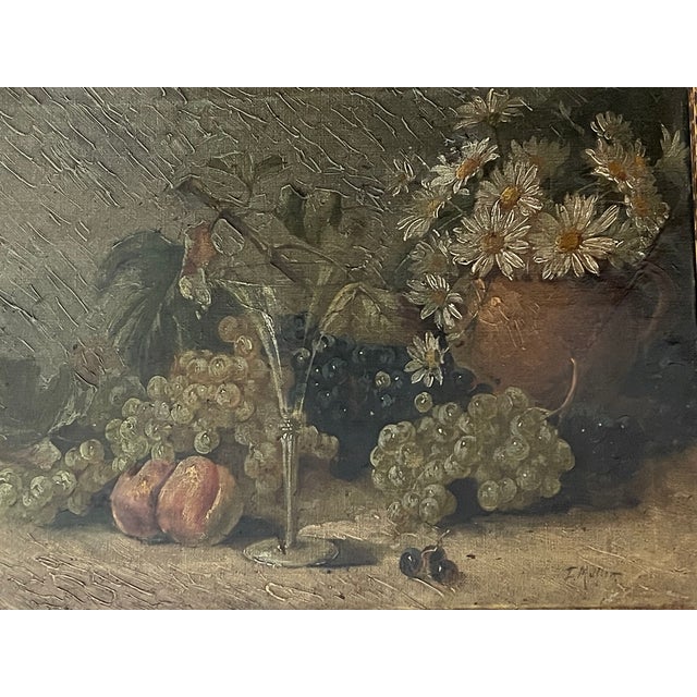 19 th c German still life painting signed Müller, oil on canvas in gilded frame.