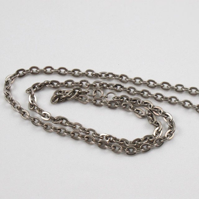 Metal Pace Age Modernist Necklace Green Iridescent Resin Pendant For Sale - Image 7 of 7