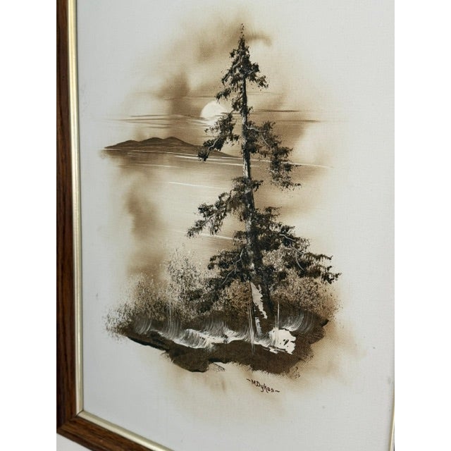 Contemporary Vintage Signed M. Dykes Original Landscape Painting on Canvas, Framed For Sale - Image 3 of 6