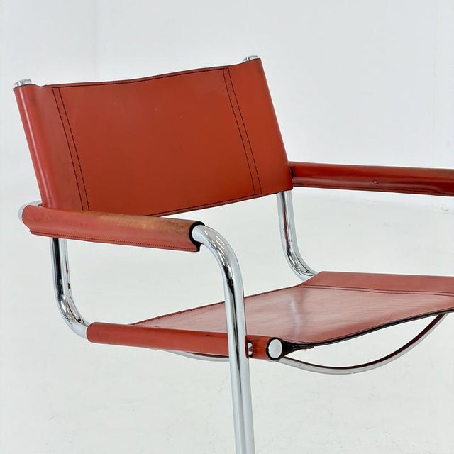 Mid-Century Bauhaus Leather B34 Armchairs by Mart Stam & Marcel Breuer for Fasem, Italy, 1985 For Sale - Image 10 of 18