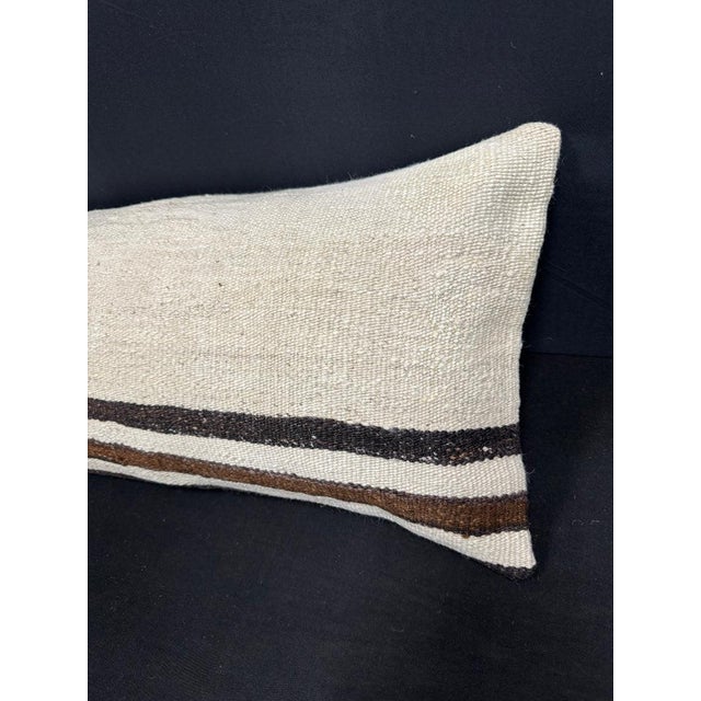 Turkish Hemp Pillow Cushion Natural Beige Brown Cushion Cover 14x40 For Sale - Image 4 of 4