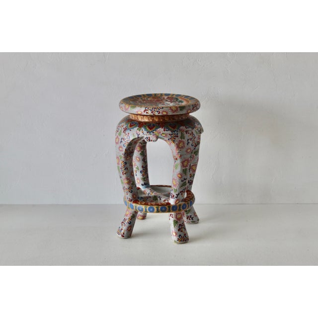 1970s Imari Style Gilt Ceramic Barrel Stool Plant Stand For Sale - Image 14 of 16