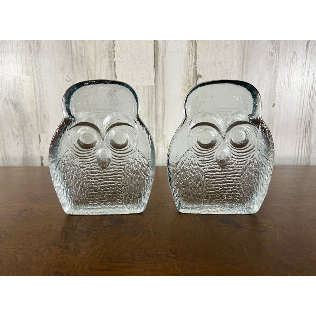 Blenko Glass Owl Book Ends For Sale - Image 12 of 12