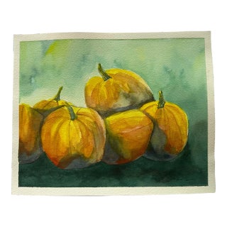 Signed Original Watercolor Painting “Pumpkins” For Sale
