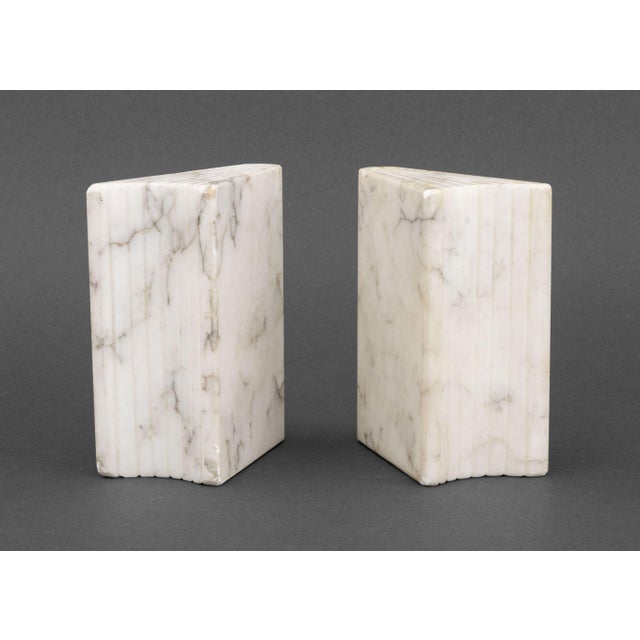 Modern White Marble Book Form Bookends, Pair For Sale - Image 4 of 8