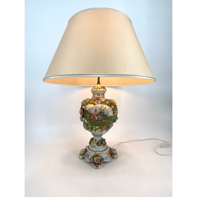 Rococo Baroque-Style Table Lamp from Sitzendorf Porcelain Factory, 1890s For Sale - Image 3 of 18