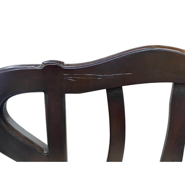 Cream Country French Wood Frame Club Chair & Ottoman For Sale - Image 8 of 12