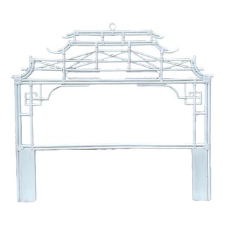 White Rattan Pagoda King Size Headboard by Kenian Home For Sale