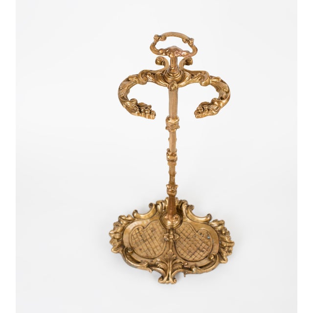Metal 1960s Spanish Baroque Curated Brass Fireplace Tools Set With Stand - 3 Pieces For Sale - Image 7 of 10