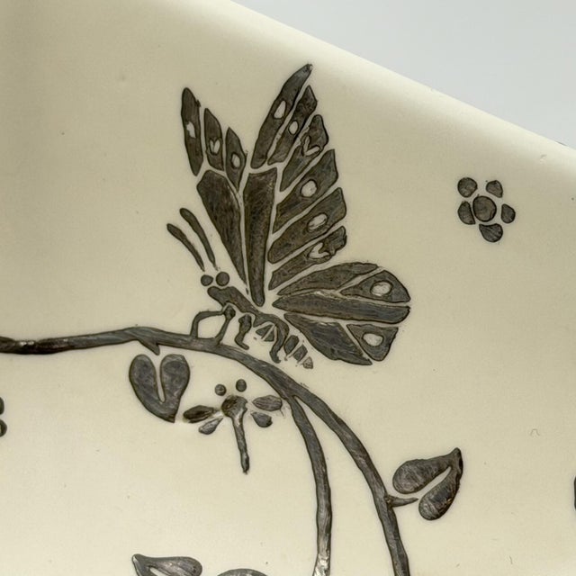 1980s Emilia Castillo Butterfly Porcelain & Pure Silver Square Bowl, Taxco Mexico For Sale - Image 16 of 18