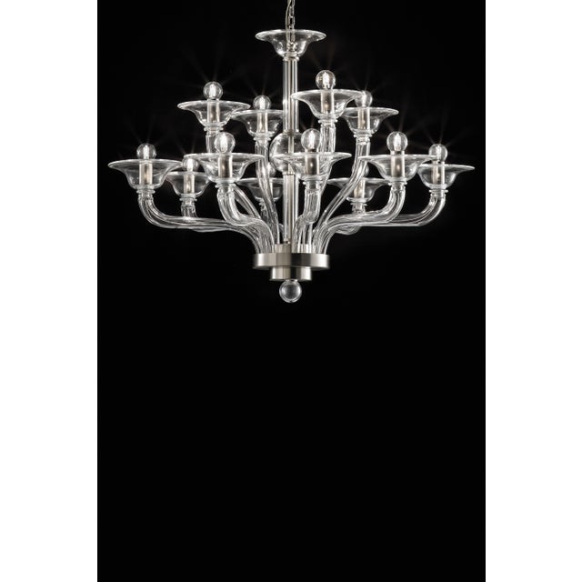 Modern Transparent Linear Murano Glass Chandelier For Sale - Image 6 of 6