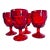 Vintage 1960s Red Cubist Glass Water Stems, Set of 4 For Sale