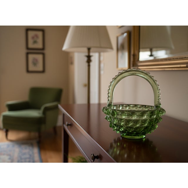 Green Rostrato Murano Glass Basket attributed to Ercole Barovier for Barovier & Toso, 1950s For Sale - Image 9 of 10