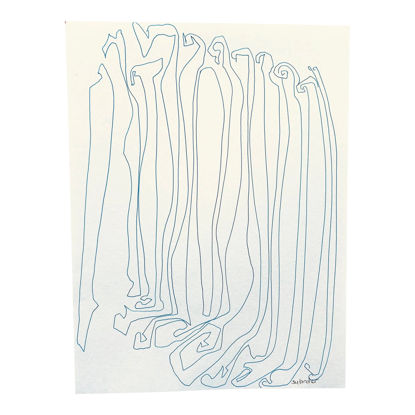 Dramatic Line Drawing by Erik Sulander on Paper, Signed. | Chairish