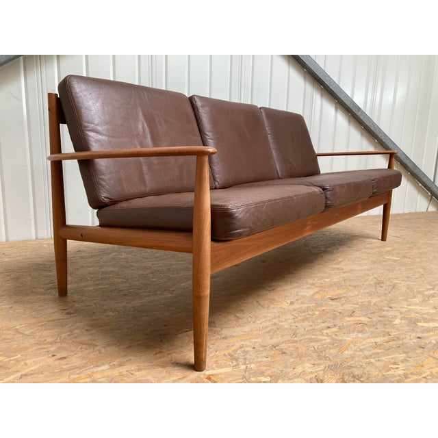 Teak and Leather Sofa by Grete Jalk for France & Son, 1960s For Sale - Image 16 of 18