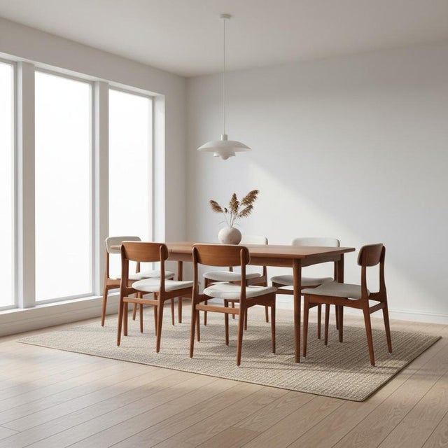 Vintage Teak Chairs with Upholstered Boucle Back by Rasmussen for Thorsø Mobelfabrik, 1960s, Set of 6 For Sale - Image 13 of 18