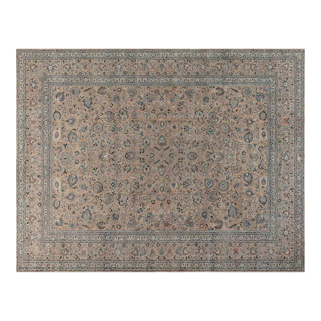 Antique Persian Meshad Botanic Handmade Wool Carpet For Sale