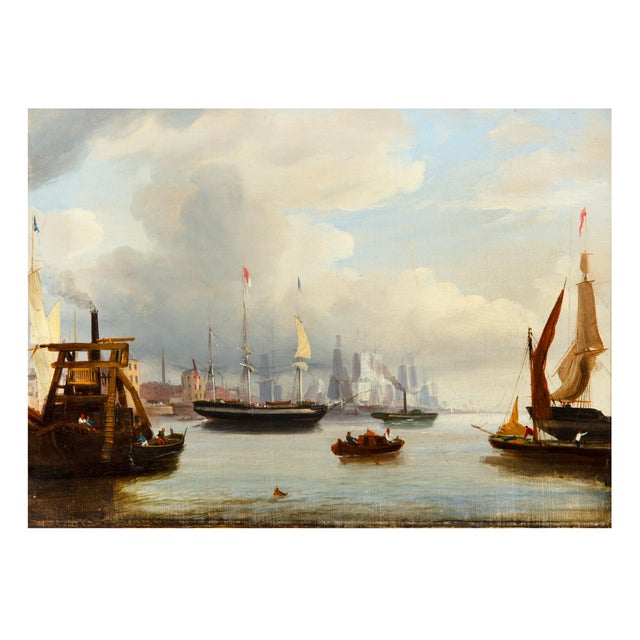 BRITISH SCHOOL Circa 1835 A Pair of Waterways "The Pool of London and the Custom House Quay: Looking West Toward London...