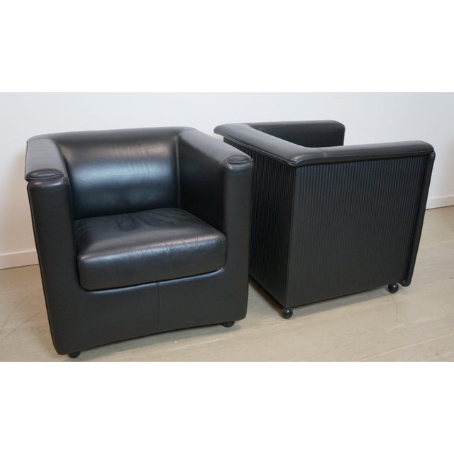 Mid-Century Modern Set of Vintage Leather Club Chairs by Paolo Piva for Wittmann, 1980s For Sale - Image 3 of 7