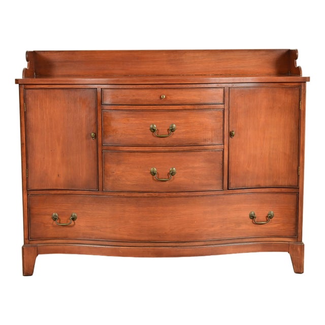 Federal Cherry Wood Serpentine Front Sideboard Buffet by Morganton, Circa 1950s For Sale