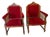 2 Antique Red Velvet and Wood Regal Living Room Chairs For Sale