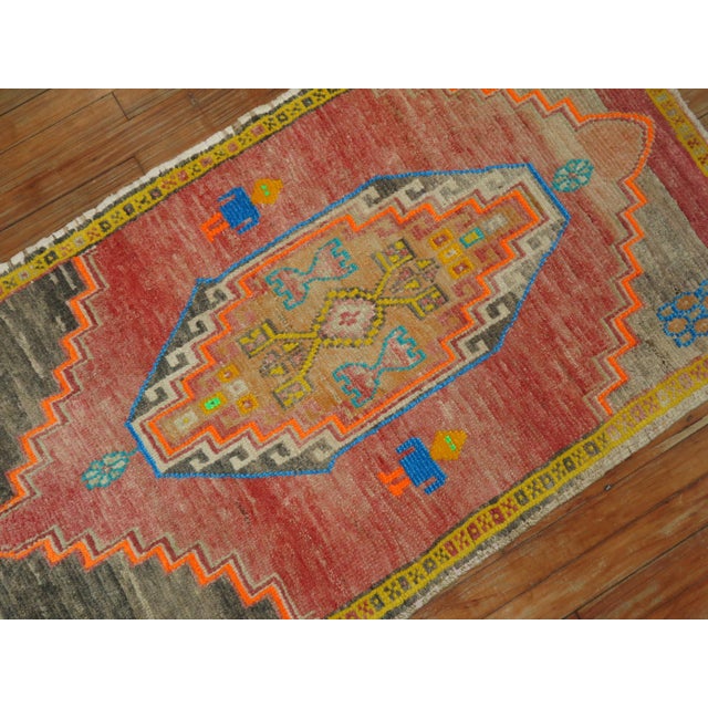 Early 21st Century Electric Vintage Turkish Anatolian Scatter Rug For Sale - Image 5 of 6
